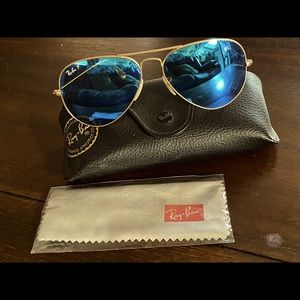 Ray Ban Blue & Gold Polarized Sunglasses.